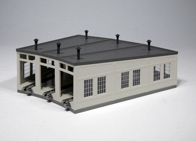 Kato 23-240 N Scale Three-Stall Concrete Roundhouse -- Kit - 7-7/8" 20cm Deep, 10 Degree Stalls - KAT23240