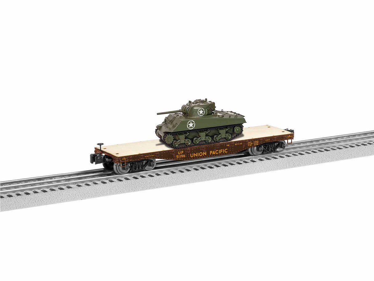 Lionel O 40' Flatcar w/Sherman Tank, UP #51196 - LNL1926742