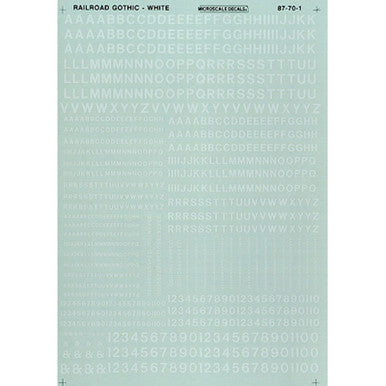 Microscale HO LETTERS/NUMBERS, GOTHIC - WHITE - MSI90101