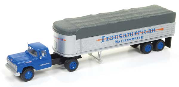 Classic Metal Works HO 1960 Ford Tractor Covered Trailer,Transamerican - MWI31170