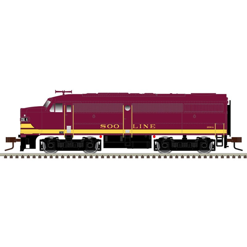 Atlas N Alco FA1 Large Numberboards - Standard DC - Master(R) Silver -- Soo Line #206A (maroon, Dulux Gold)