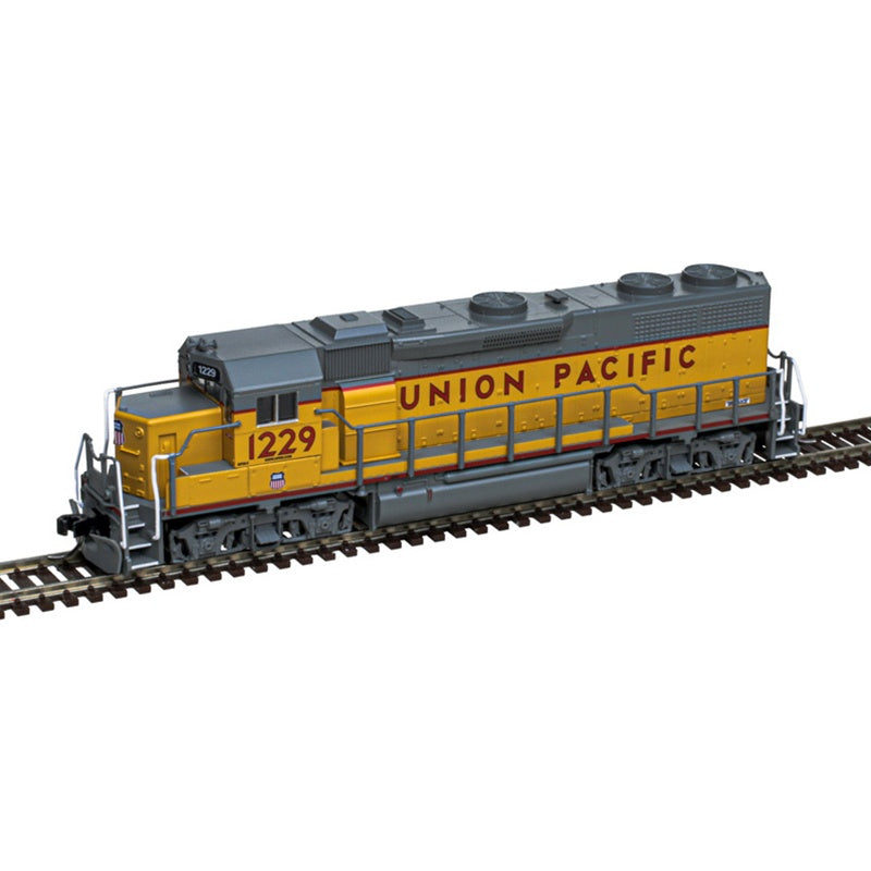 Atlas N EMD GP39-2 Phase I - Standard DC - Master(R) Silver -- Union Pacific #1234 (Armour Yellow, gray, red frame stripe)