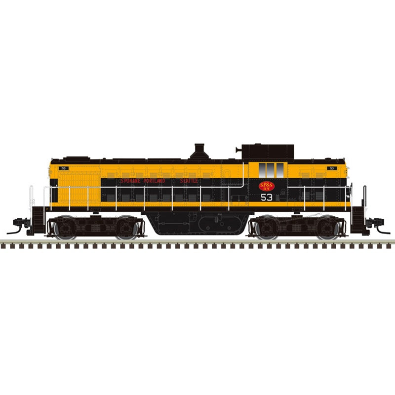 Atlas N Alco RS1 - Standard DC - Master(R) -- Spokane, Portland & Seattle #53 (yellow band, black)