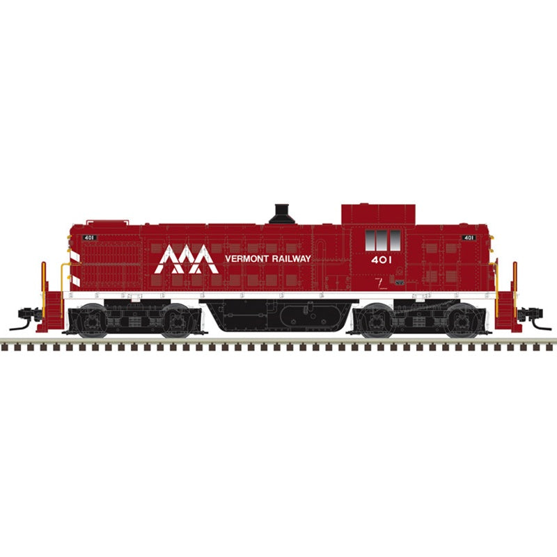 Atlas N Alco RS1 - Standard DC - Master(R) -- Vermont Railway #404 (red, white)