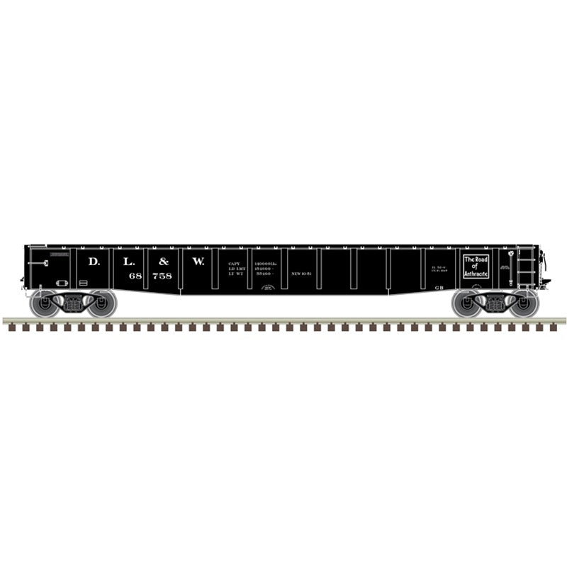 Atlas N ACF 70-Ton 52' Gondola - Ready to Run - Master(R) -- Delaware, Lackawanna and Western (DL&W) #68758 (black, white)