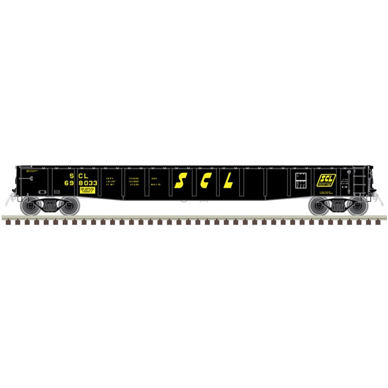 Atlas N ACF 70-Ton 52' Gondola - Ready to Run - Master(R) -- Seaboard Coast Line (SCL) #698038 (black, white)