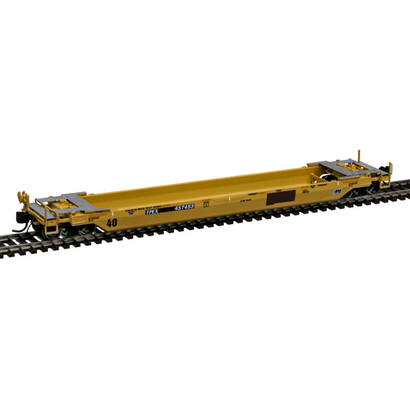 Atlas N 40' Rebuilt Well Car - Ready to Run - Master(R) -- TTX TPEX #455648 (Patched, yellow, black, brown)