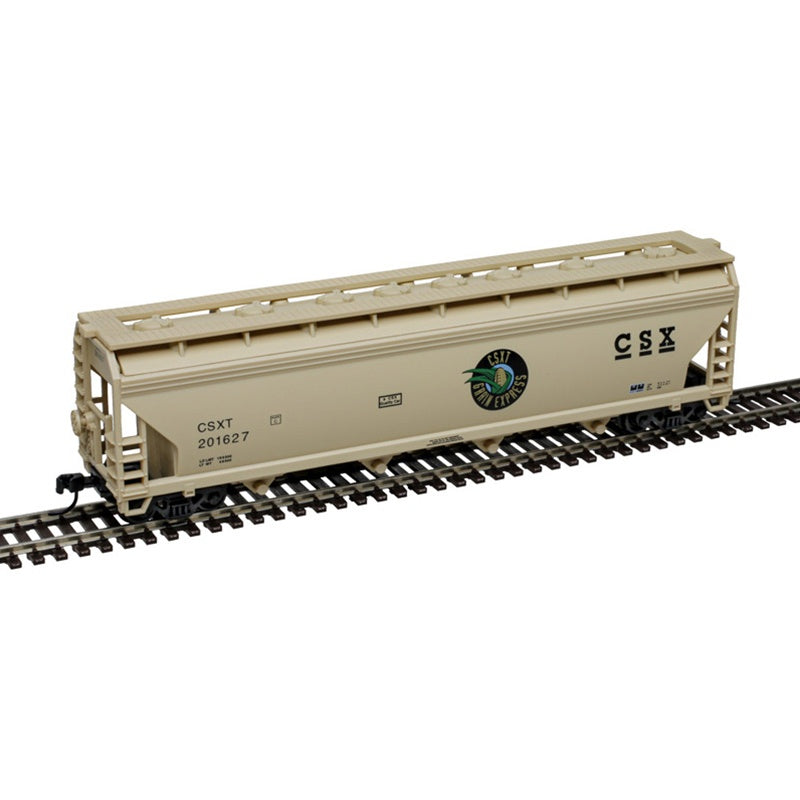 Atlas N ACF 5250 4-Bay Centerflow Hopper - Ready to Run -- CSX #201566 (Grain Express, beige, black, green)