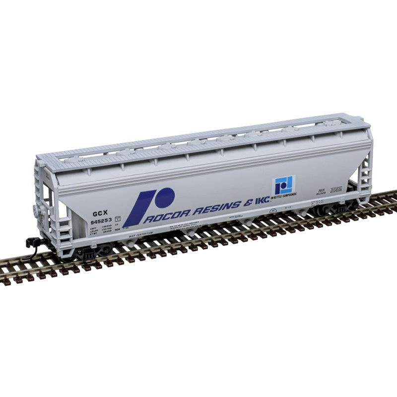 Atlas N ACF 5250 4-Bay Centerflow Hopper - Ready to Run -- Rocor Resins #945253 (gray, blue, black)
