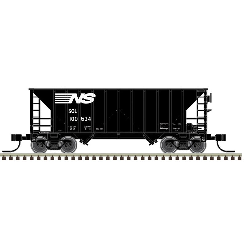 Atlas N Greenville 100-Ton 2-Bay Hopper - Ready to Run - Master(R) -- Southern Railway SOU #100558 (black, white)
