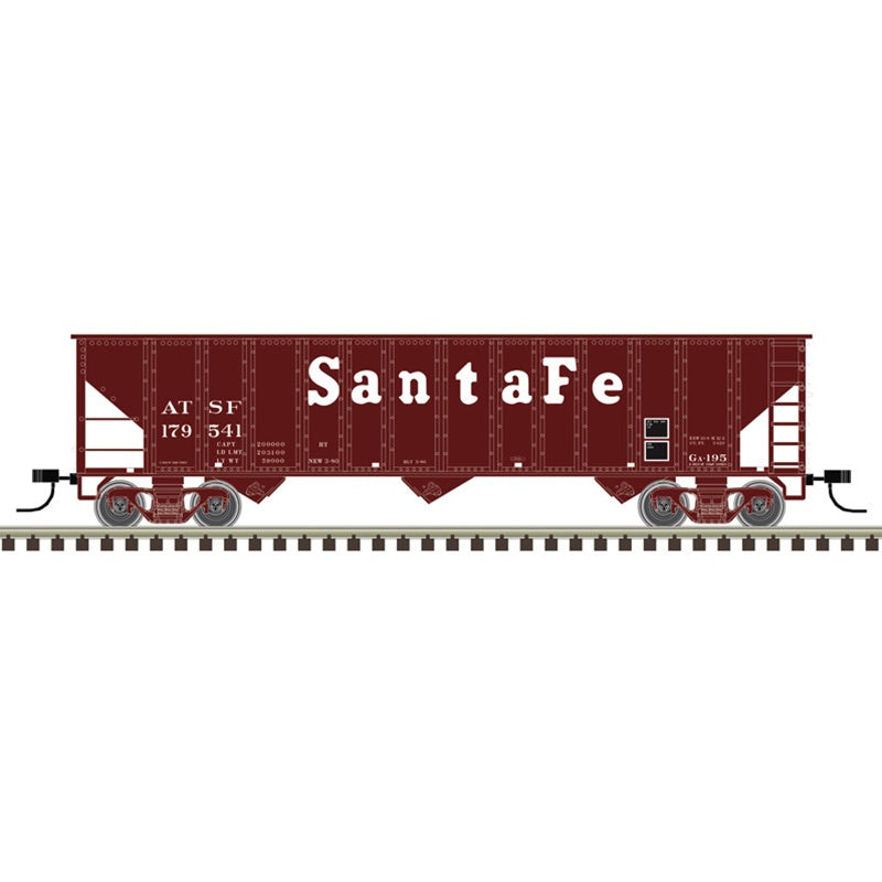Atlas N 90-Ton 3-Bay Hopper with Load - Ready to Run -- Santa Fe #179587 (Boxcar Red, white, Large Lettering)