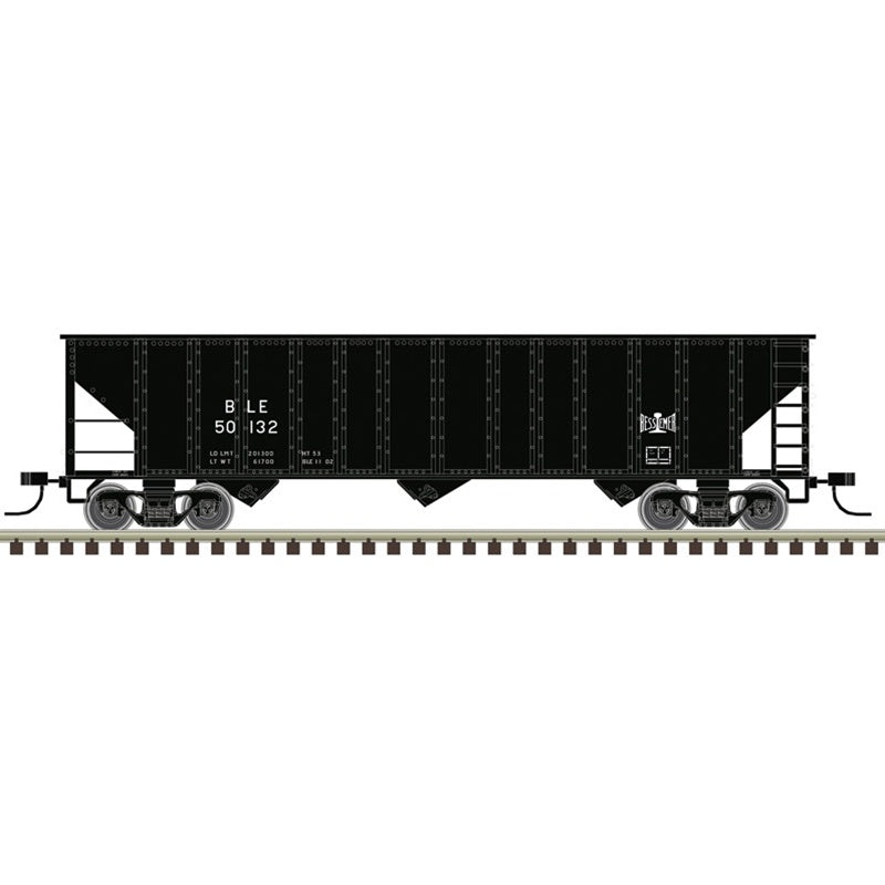 Atlas N 90-Ton 3-Bay Hopper with Load - Ready to Run -- Bessemer and Lake Erie #50132 (black, white)