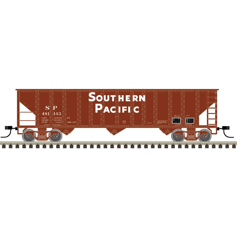 Atlas N 90-Ton 3-Bay Hopper with Load - Ready to Run -- Southern Pacific #481125 (Boxcar Red, white, Large Lettering)