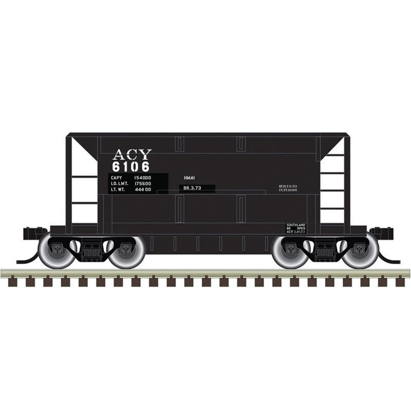 Atlas N 70-Ton Ore Car - Ready to Run -- Akron, Canton & Youngstown (AC&Y) #6106 (black)