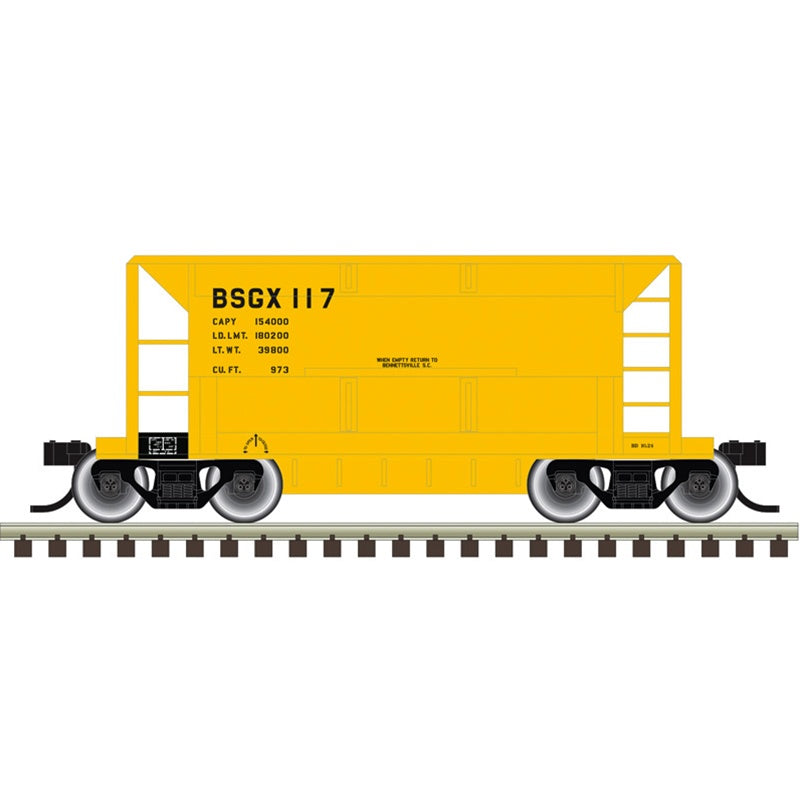 Atlas N 70-Ton Ore Car - Ready to Run -- Becker Sand & Gravel BSGX #140 (yellow)