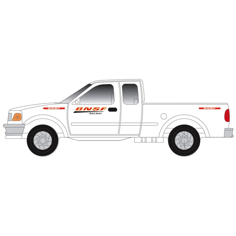 Atlas N 1997 Ford F-150 Pickup Truck 2-Pack - Standard Sides - Assembled -- BNSF Railway (MOW, white, orange, Wedge Logo)
