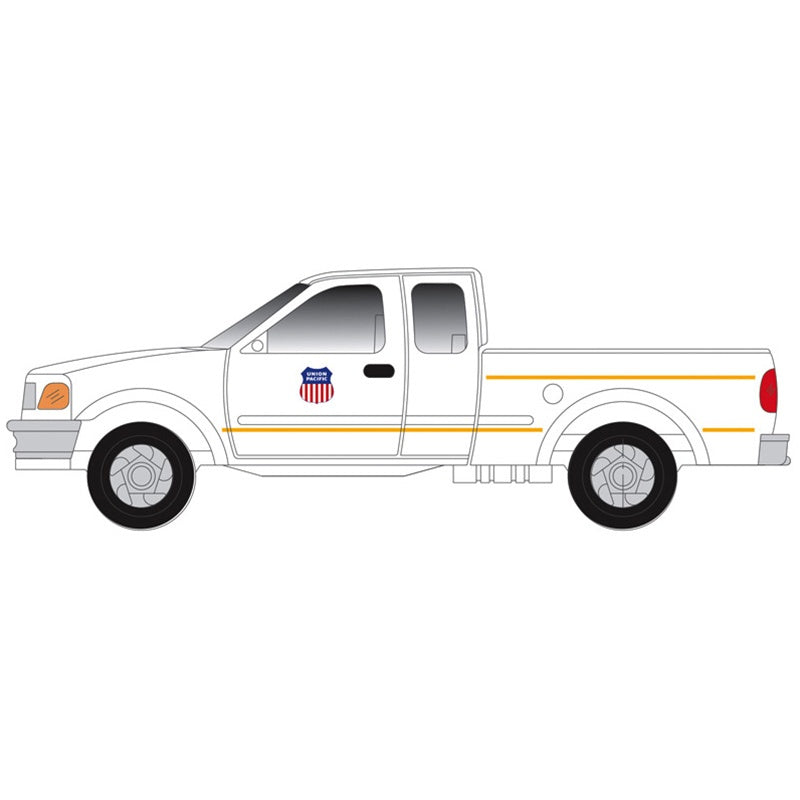 Atlas N 1997 Ford F-150 Pickup Truck 2-Pack - Standard Sides - Assembled -- Union Pacific (MOW, white, yellow)