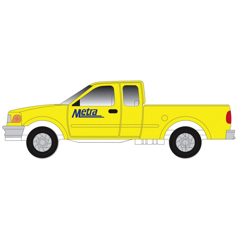 Atlas N 1997 Ford F-150 Pickup Truck 2-Pack - Standard Sides - Assembled -- Metra (MOW, yellow, blue)