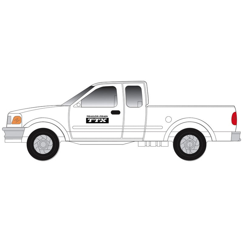 Atlas N 1997 Ford F-150 Pickup Truck 2-Pack - Standard Sides - Assembled -- TTX (MOW, white, black)