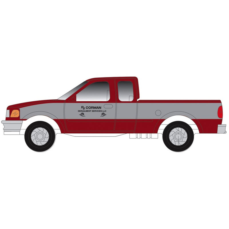 Atlas N 1997 Ford F-150 Pickup Truck 2-Pack - Standard Sides - Assembled -- RJ Corman (MOW, red, silver)