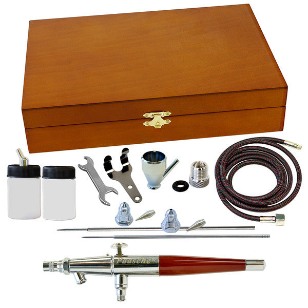 Paasche Wood Box Set w/ VL & All Three Heads - PASVL3WC