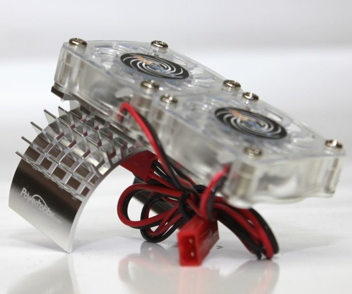PowerHobby Power Hobby Aluminum Motor Heatsink & Twin Cooling Fan, for Slash 4WD, Silver - PHBFSSILVER