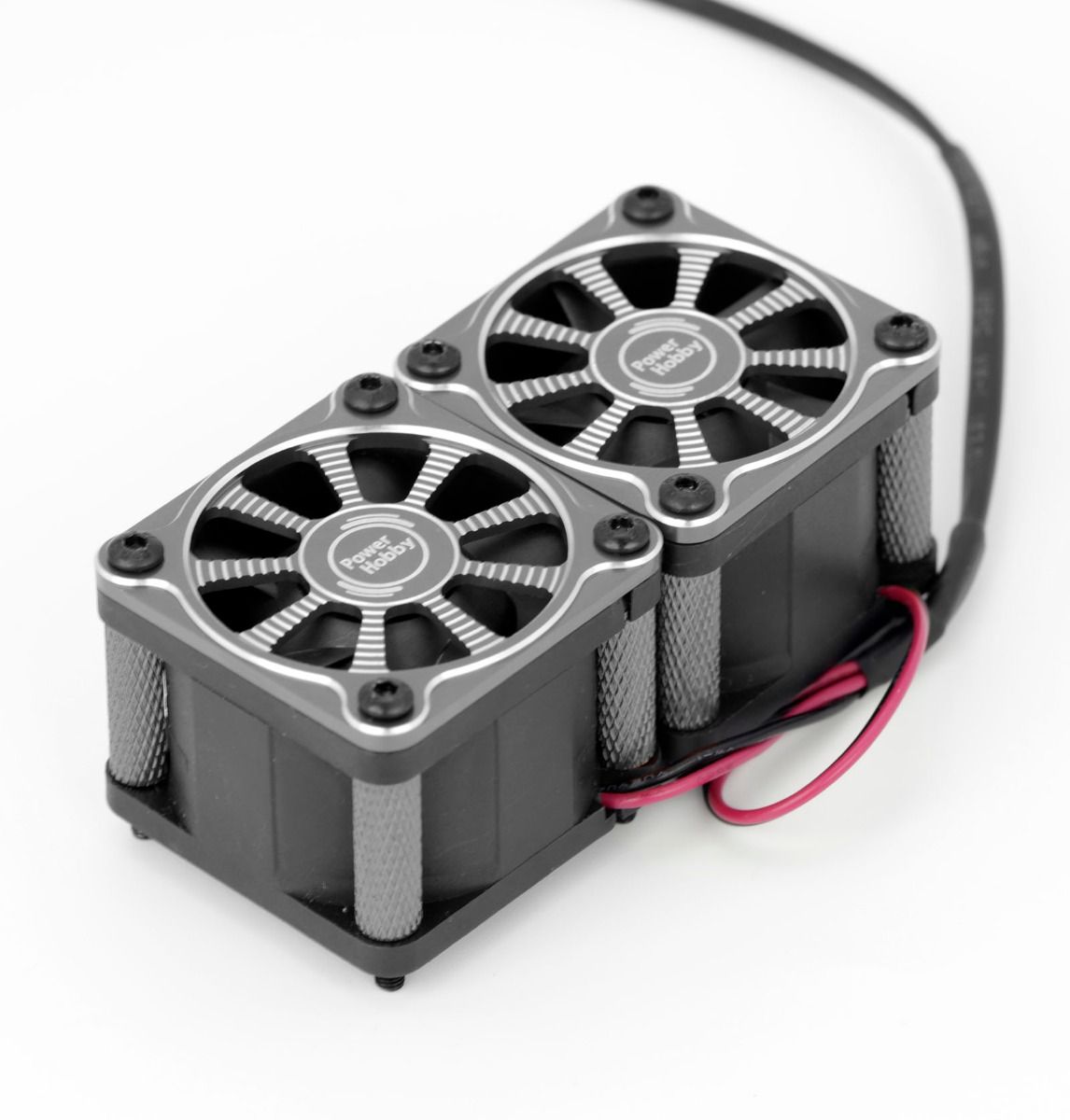 PowerHobby Twister Twin / Dual 40mm 1/8 1/5 Motor Aluminum Cooling Fan - Black - PHBPHF116BLACK