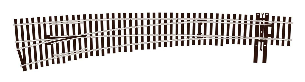 Peco SL-E8377 HO North American Style Code 83 #7 Curved Turnout -- Electrofrog -- Left Hand
