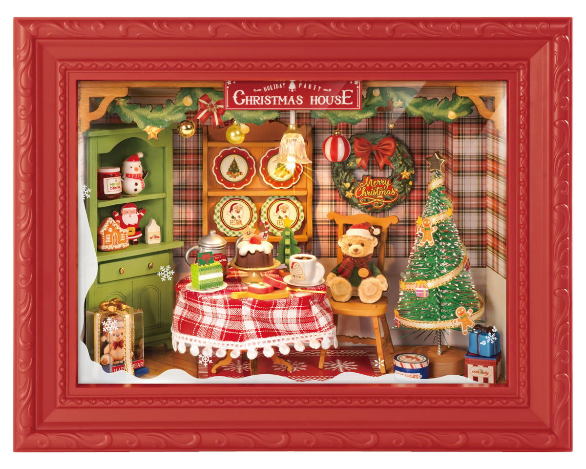 Robotime Christmas Eve Party Story Frame DIY Miniature 3D Wooden Model Kit