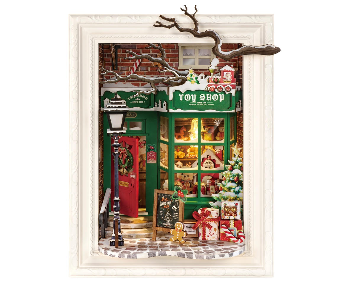 Robotime Santa's Toy Shop Story Frame DIY Miniature 3D Wooden Model Kit
