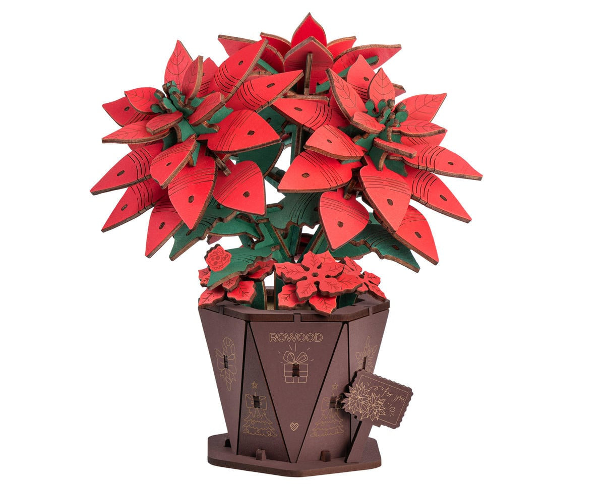 Robotime Rowood Poinsettia Flowers DIY Miniature 3D Wooden Model Kit