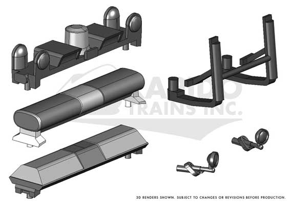 Rapido Trains Emergency Vehicle Detail Parts -- 3 Light Bars, Push Bar, Spotlight - RPI102138