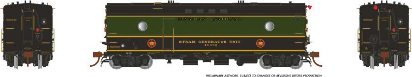 Rapido Trains Steam Heater - Generator Car - Sound and DCC - Ready to Run -- Canadian National 15469 (1954 Scheme, green, black, yellow) - RPI107313