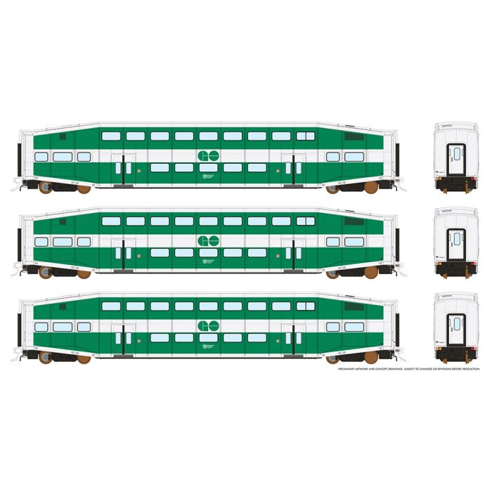 Rapido Trains HO BiLevel Commuter Car - GO - Early: Set #3 - RPI146006