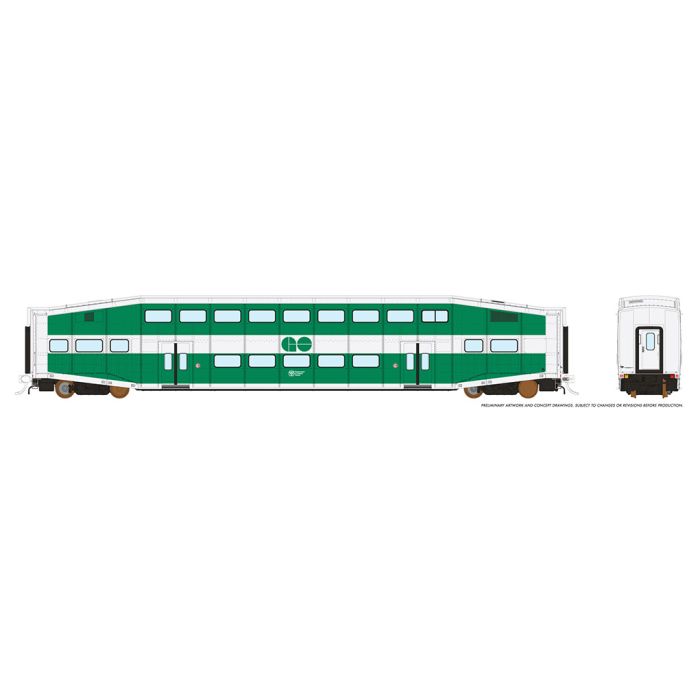 Rapido Trains HO BiLevel Commuter Car - GO - Early Coach: UN#D - RPI146008