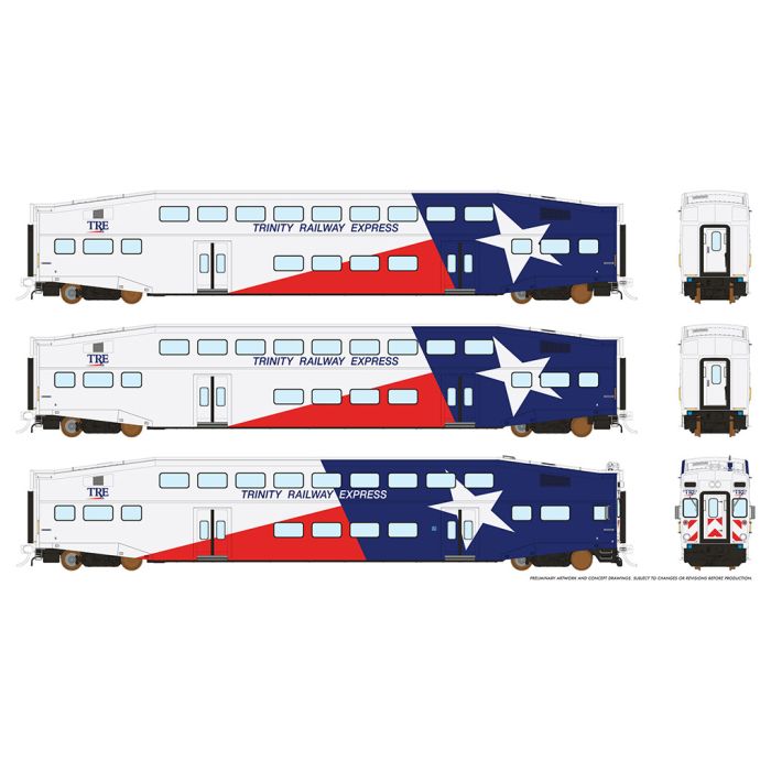 Rapido Trains HO BiLevel Commuter Car - TRE: Set #2 - RPI146013