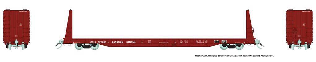 Rapido Trains HO Marine Ind Bulkhead Flatcar CNIS Brown - RPI147004A