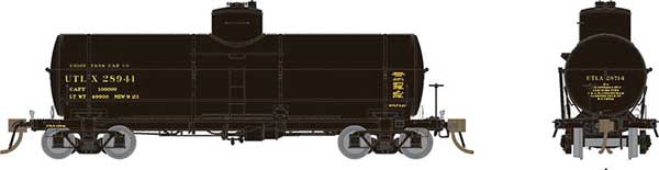Rapido Trains Union Tank Car 10,000-Gallon X-3 Tank Car - Ready to Run -- Union Tank Car UTLX (1930s Scheme, black, yellow) - RPI159003A