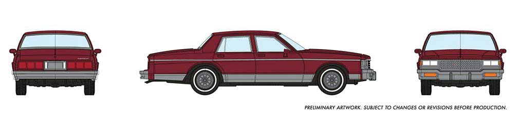 Rapido Trains 1980-1985 Chevrolet Caprice Sedan - Assembled -- Dark Red - RPI800001