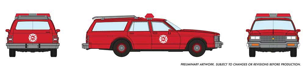 Rapido Trains 1980-1985 Chevrolet Impala Station Wagon - Assembled -- Fire Chief (red) - RPI800011