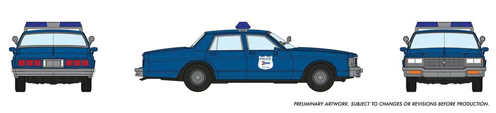 Rapido Trains 1980-1985 Chevrolet Impala Sedan - Assembled -- Amtrak Police (blue) - RPI800012