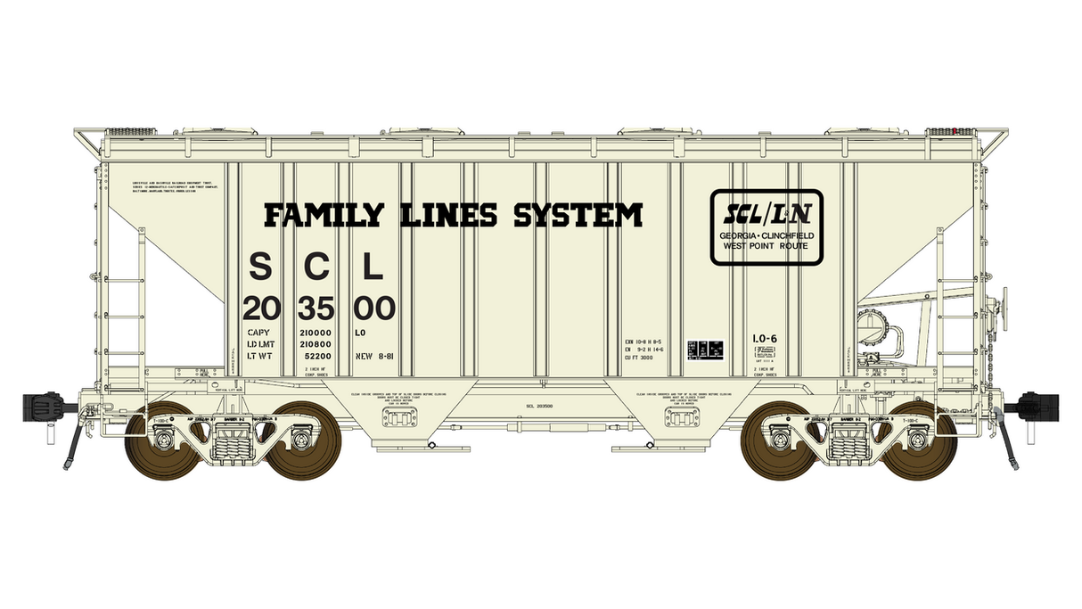 Class One Model Works PS 3000CD Two-Bay Hopper Car - Seaboard Coast Line SCL 203500