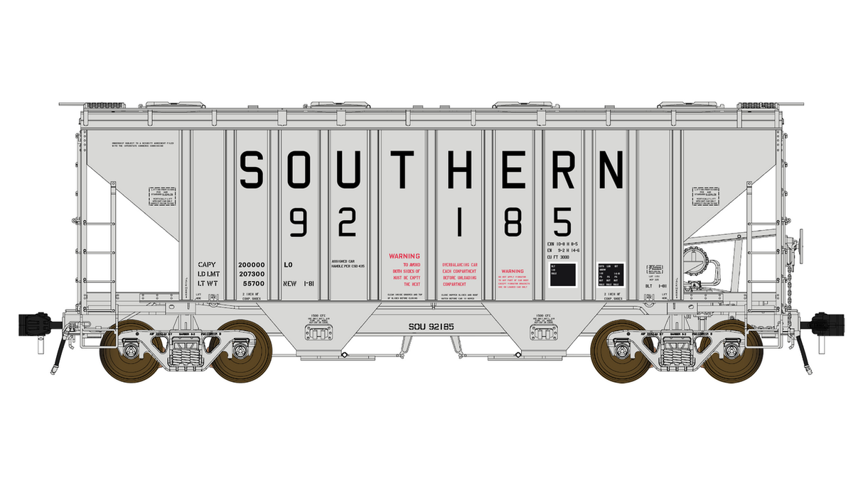 Class One Model Works PS 3000CD Two-Bay Hopper Car - Southern SOU 92383