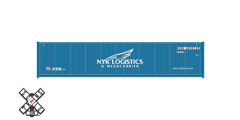 Scaletrains Operator HO Scale CIMC 40 Modern Angled Container, NYK (Run 2), 805926[2], 840969[5], 841322[6]/Logistics & Mega Carrier logo - SXT11058