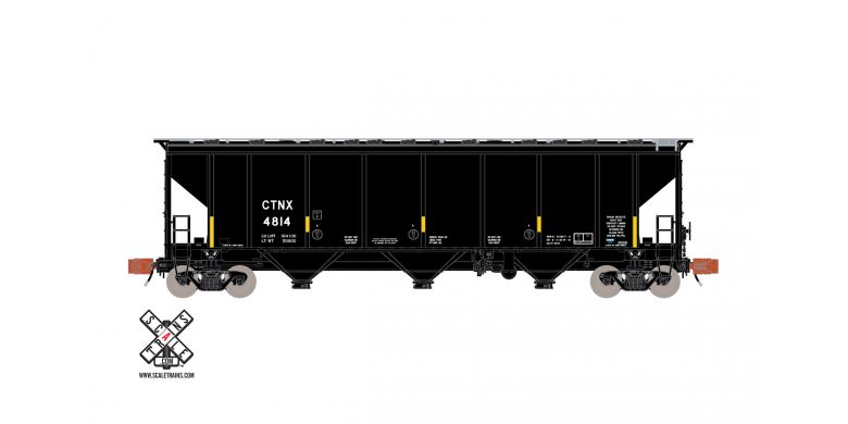 Scaletrains Rivet Counter N Scale Thrall 4727 Carbon Black Covered Hopper, Continental Carbon/CTNX #4904 - SXT32090