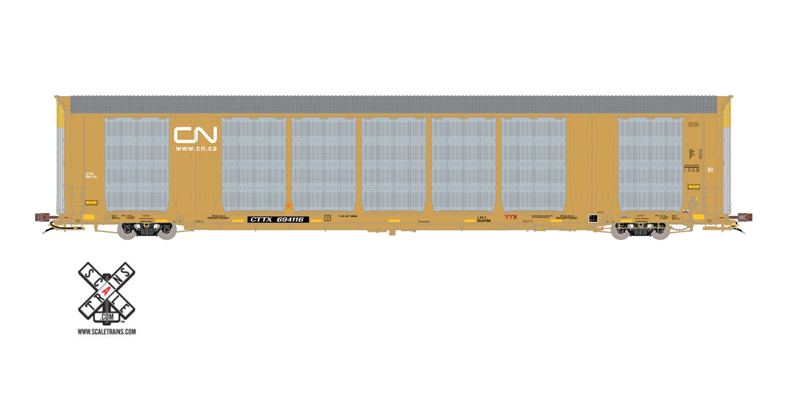 Scaletrains Rivet Counter HO Scale Gunderson Multi-Max Autorack, Canadian National/White Logo/CTTX (Run 2) – 694134 - SXT32746