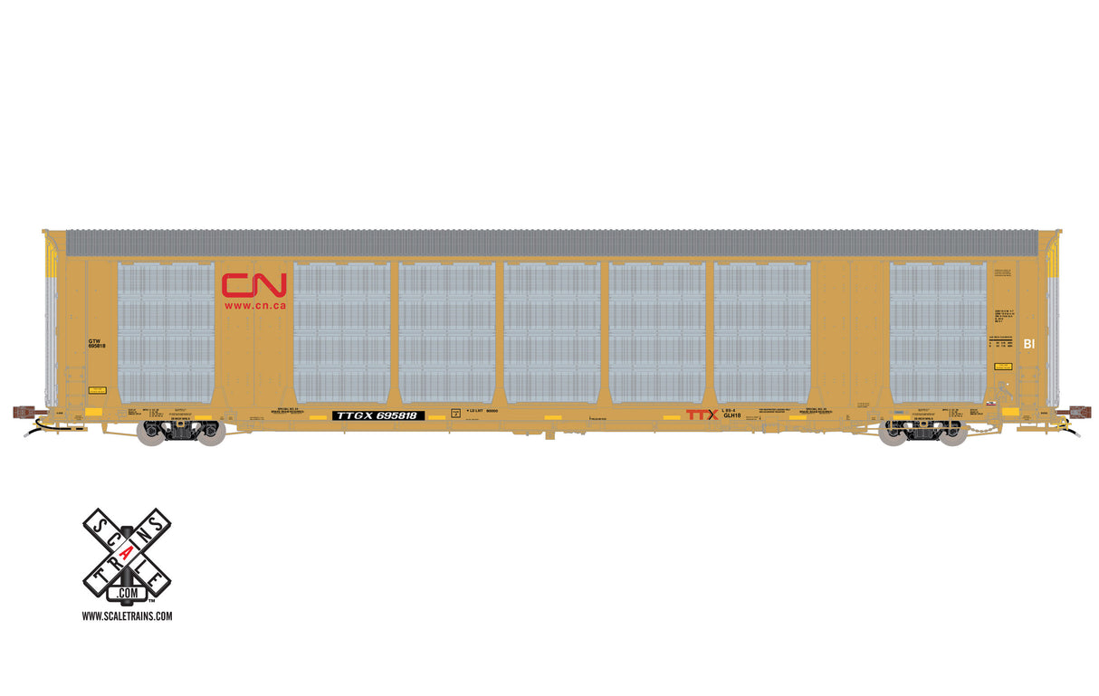 Scaletrains Rivet Counter HO Scale Gunderson Multi-Max Autorack, Canadian National/Red Logo/TTGX (Run 2)  695829 - SXT32750