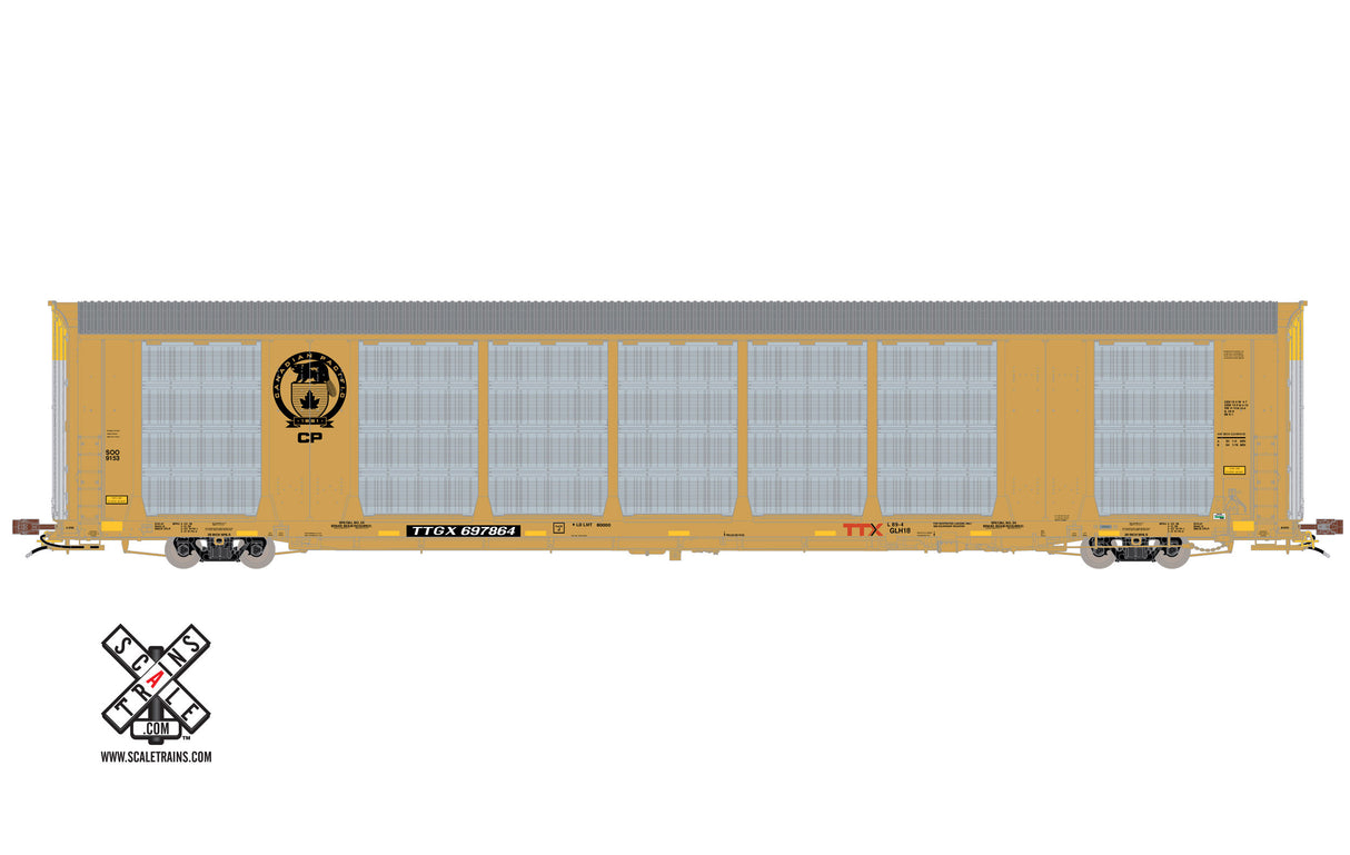 Scaletrains Rivet Counter HO Scale Gunderson Multi-Max Autorack, Canadian Pacific/Beaver Logo/TTGX (Run 2)  697915 - SXT32754