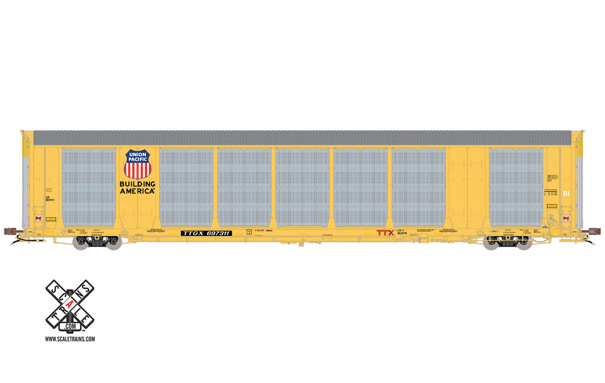 Scaletrains Rivet Counter HO Scale Gunderson Multi-Max Autorack, Union Pacific/Building America/TTGX (Run 2) – 697372 - SXT32785
