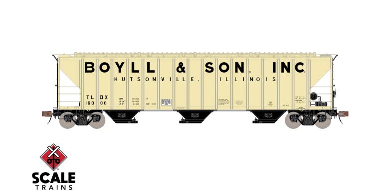 Scaletrains Rivet Counter HO Scale Pullman-Standard PS-2CD 4785 Covered Hopper, Boyll & Son/TLDX # 16001 - SXT33052